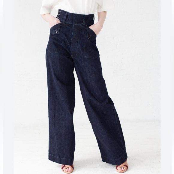 As Ever NYC Willow High Rise Flare Pants In Denim Sz 24 - Picture 1 of 10